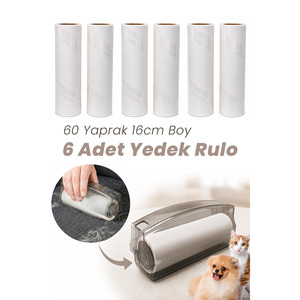 Éliminateur de poils d'animaux manuel de grande taille avec 6 rouleaux de rechange et 60 feuilles de rechange - Product Image 1