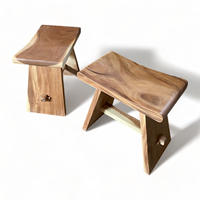 Tabouret en bois de Suar massif, table d'appoint rustique, tabouret de salle de bain fait main, mobilier pour hôtel et complexe hôtelier, fabrication sur mesure OEM ODM