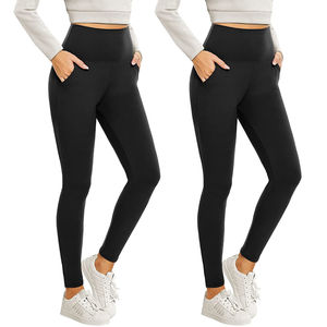 Custom Slim Fit Yoga Gym Women's <b>Leggings</b> <b>Knitted</b> Mid Waist Eco-Friendly Breathable Quick Dry Recycled Sweat Wicking Full Length - Product Image 3