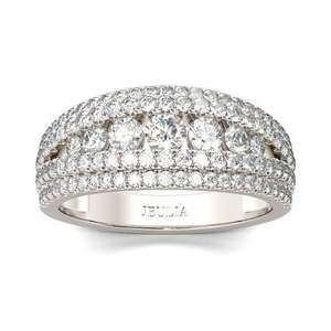 Jeulia Classic Round Cut Diamond Wedding Band-Sterling Silver <b>Split</b> Shank <b>Ring</b> for Women - Product Image 1