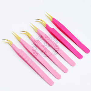 Pince à cils personnalisée à pointe en fibre, 45 degrés, volume russe, courbure lune, isolation, prise diamant, outil pour extensions de cils - Product Image 2