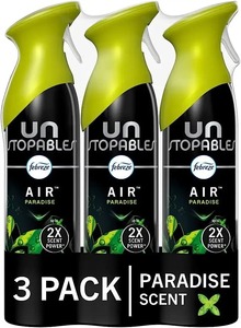 Ambientador Febreze Unstopables Paradise para combatir los olores, lata de aerosol de 8,8 oz con patrón de aceite para uso en el automóvil, paquete de 3 difusores de caña - Product Image 6