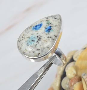 Bague de fiançailles à la main en argent sterling 925 avec cabochon de jaspe K2 en argent fin pour cadeau de mariage - Product Image 1