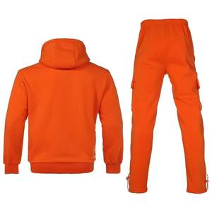Survêtement cargo deux pièces pour homme, streetwear, coupe-vent, couleur orange, fermeture éclair, unisexe, survêtement d'hiver - Product Image 2