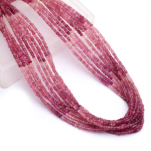 Rondelle à facettes de 3mm de tourmaline rose AAA + | Brin de 16 pouces | Perles en vrac de pierres précieuses semi-précieuses multi-tourmaline naturelle pour bijoux - Product Image 4