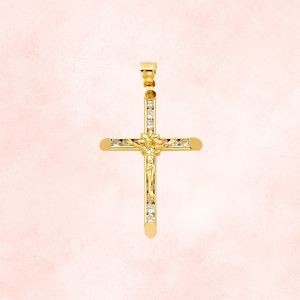 Elegante 14K chapado en oro amarillo Cruz Jesús colgante moda crucifijo Jesús encanto CZ circón clásico cristiano aleación para - Product Image 6