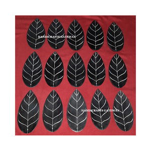 Manufacturer And Supplier Handmade Best Quality Soapstone <b>Incense</b> <b>Stick</b> <b>Holder</b> Leaf Shape With Black Carving Design For Gifting - Product Image 1