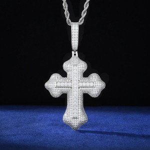 Gold Plated 925 Silver Moissanite <b>Cross</b> Pendant Iced Out Religious <b>Charm</b> Unisex Hip Hop GRA Certified Jewelry - Product Image 5