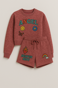 Ensemble coordonné de luxe pour femmes, haut court et short de survêtement au-dessus du genou, en molleton respirant, streetwear décontracté avec étiquette privée - Product Image 3