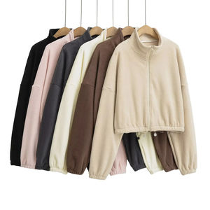 Femmes décontracté hiver thermique Fitness sweat doux coton avant fermeture éclair polaire cordon confortable entraînement sweats à capuche imprimés - Product Image 1