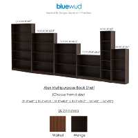BLUEWUD Alex étagère en bois d'ingénierie armoire livre support organisateur avec 5 étagères pour décor affichage montage mural debout au sol