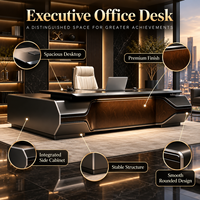Bureau de direction de luxe moderne pour PDG et managers, grand plateau de travail avec armoire latérale