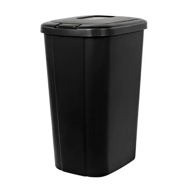 Drevy 13,3-Gallonen-Mülleimer, Berührungsdeckel Mülleimer, schwarz mit dekorativer Textur (Schwarz)