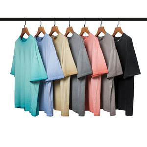 Diseño propio, venta al por mayor, camisetas de verano de alta calidad con cuello redondo para hombre, 100% algodón gris, camiseta de gran tamaño para hombre, lavado ácido - Product Image 2