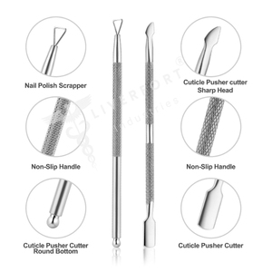 Ensemble d'outils de manucure en acier inoxydable pour dissolvant professionnel de vernis à ongles, poussoir et coupeur de cuticules, 2 pièces - Product Image 2