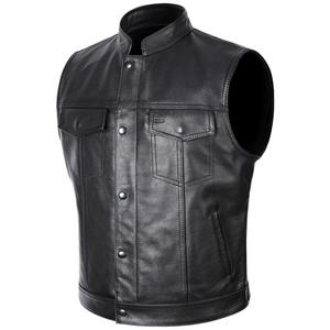 Personnalisé pour hommes moto en cuir véritable pleine fleur coupé gilet gilet motard en cuir gilet en cuir véritable peau de vache gilet de cortège - Product Image 3