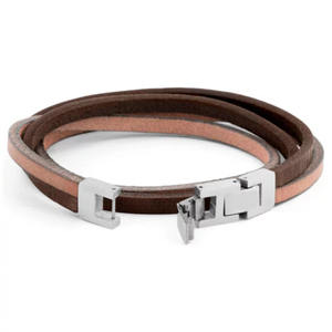 Pulsera de cuero plateado y marrón para hombre de alta calidad, accesorios de moda impresos al por mayor a muy precio - Product Image 2