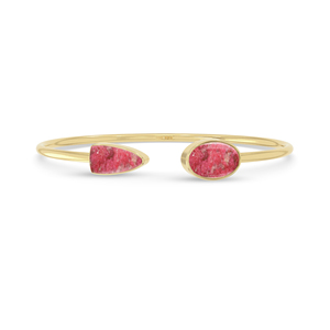 Premium Real Pure 18K Solid Gold High Finish Trendy Adjustable Twister <b>Bracelet</b> Thulite Oval Bullet Cab Luxury Unisex Gift - Product Image 1