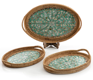 Premium Quality Rattan Serving <b>Tray</b> Round Shape <b>Large</b> Size Jute Server Ware Wedding Food Nuts Fruits Serving <b>Tray</b> From India - Product Image 2