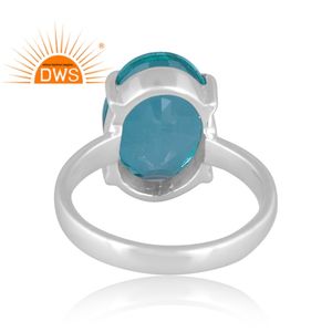 Meilleure qualité de double en argent sterling fin Santamaria Aquamarine Quartz Gemstone Bague empilable Fabricant de bijoux personnalisé - Product Image 4