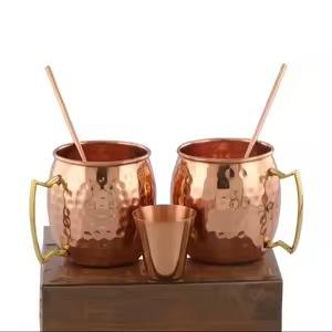 Premium Hammered Copper Mug <b>Featuring</b> Glossy Golden Handle Designed For Modern Bar Kitchen And Gift Use - Product Image 6
