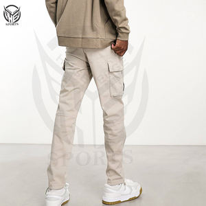 Pantalons cargo pour hommes, multicolores, unis, coupe droite, ample, en toile, taille mi-haute, de haute qualité, baggy, 6 poches, écologiques, vente en gros - Product Image 6