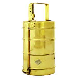 Lonchera de Latón Hecha a Mano de 27.94 cm con Tres Compartimentos, Libre de BPA, Vajilla para Preparación de Comidas, Recipiente para Alimentos Calentables para Bebés - Product Image 2