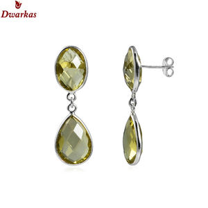 คลาสสิกหรูหรา925สเตอร์ลิงเงินธรรมชาติควอตซ์อัญมณีลดลงชุดฝาต่างหูสำหรับผู้หญิงของขวัญแต่งงานเครื่องประดับอินเทรนด์ - Product Image 3