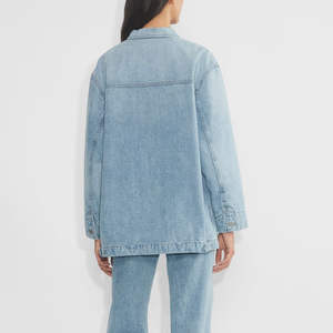 Veste en jean vintage pour femme, en denim lourd de qualité supérieure, silhouette longue, style streetwear décontracté, vêtement d'extérieur pour l'hiver - Product Image 5