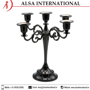 Candelabros negros de grado más alto, centros de mesa de boda, candelabros elegantes de proveedor indio - Product Image 2