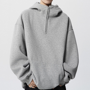 Sudadera con capucha informal de otoño para hombres y mujeres, diseño de media cremallera, chaqueta versátil de ajuste holgado, todos los tamaños, hecha de poliéster/algodón - Product Image 3