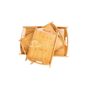 Más forma de bandeja de madera de bambú para servir fruta merienda té pastel servir platos platillos con rectángulo redondo borde fino - Product Image 1