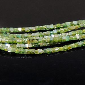 Collar de cuentas de diamantes verdes Suministros para hacer joyas verdes Forma de cubo Venta al por mayor para hacer joyas DIY Alta calidad 2mm facetado - Product Image 1