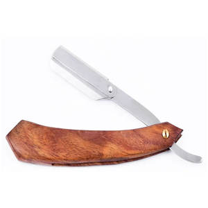 Maquinilla de afeitar recta de acero inoxidable de una sola hoja para afeitar facial Maquinilla de afeitar de seguridad desechable con mango de madera - Product Image 6