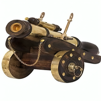 Articles de décoration pour le salon Showpiece Canon en bois Showpiece Antique fait à la main en laiton et bois Top Cannon