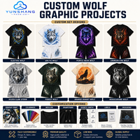 Ensemble T-shirt et short surdimensionné respirant pour homme, motif loup électrique, 100 % coton, style streetwear, deux pièces
