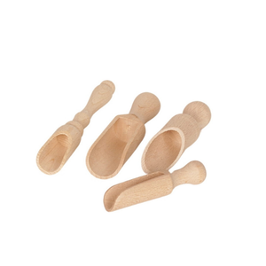 Juego de cucharas de madera de haya, 4 piezas, sin acabado, para especias, harina y sal, venta al por mayor, logotipo personalizado - Product Image 1