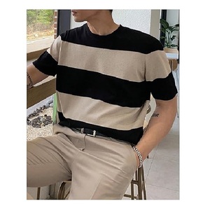 เสื้อยืดแขนสั้นผู้ชายขายดีที่สุดปี 2024 ลายทาง ผ้าฝ้าย 100% คอกลม ไซส์ใหญ่ ระบายอากาศได้ดี เป็นมิตรกับสิ่งแวดล้อม ผลิตจากโรงงานบังกลาเทศ - Product Image 4