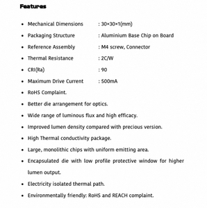 Polymatech Série COB Standard FL36COB3030 Toujours Blanc 90 CRI LED Éclairage Commercial et de Bureau Haute Performance Énergétique - Product Image 4