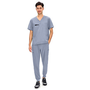 Tenue d'infirmier pour homme, ensemble de blouses et pantalons de travail extensibles, multi-poches, col montant, manches courtes, ODM - Product Image 1