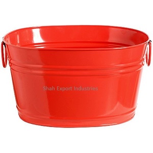 Maceta de Metal de forma ovalada de Color rojo con mango para decoración interior y exterior Maceta y maceta Suministros de jardín - Product Image 4