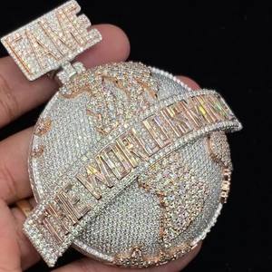 LL lujo VVS Moissanite diamante colgante letra inicial dos tonos Hip-hop joyería 925 Plata colgante personalizado regalo - Product Image 1