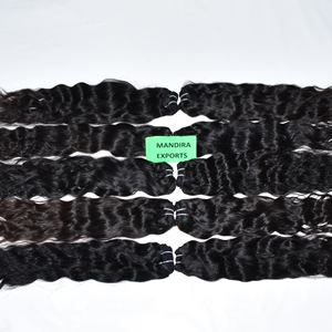 Vente en gros de cheveux humains non traités Vendeur 100% cheveux humains bruts sans perte de cheveux vierges ondulés de couleur noire cheveux humains indiens - Product Image 4