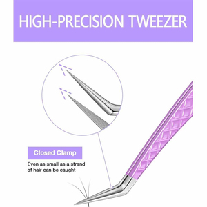 Pinces à extensions de cils professionnelles anti-magnétiques en acier inoxydable, pointe fine et lisse, poignée confortable, prise en main précise - Product Image 3
