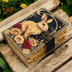 Diario de cuero de conejo de 400 páginas hecho a mano, cuaderno de papel grueso, diario de regalo promocional para mujer - Product Image 4