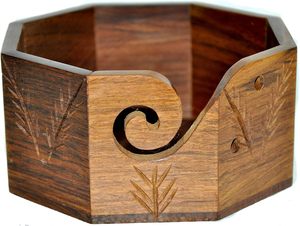 Porte-bol en fil octogonal Portable en bois massif fabriqué en bois dur de qualité supérieure pour tricoter Crochet coffret cadeau de noël - Product Image 2