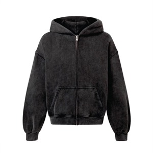 Sudadera con capucha lavada con ácido para hombre hecha a medida al por mayor con impresión de logotipo de diseño personalizado sudadera básica transpirable de secado rápido - Product Image 1