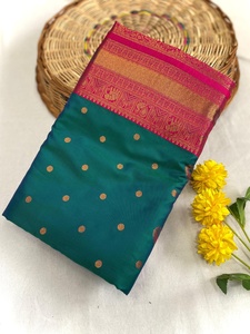 Soie traditionnelle indienne Paithani avec bordure tissée Saree Femme Fabricant de mode de l'Inde au taux le plus bas - Product Image 6