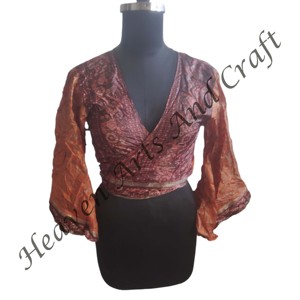 Top de corbata de última calidad de exportación para mujer, Material de seda con patrón Floral, estilo informal, colorido, diseñado para ropa informal diaria - Product Image 4