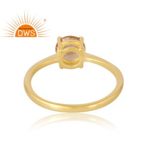Anillo de piedras preciosas de citrino Natural chapado en oro de 18 quilates de Plata de Ley 925, joyería fina Demi para mujer, regalo para ella - Product Image 2